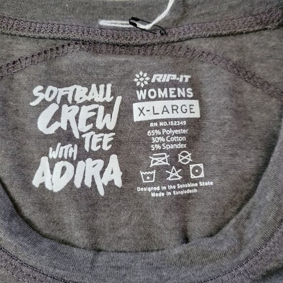 RIP-IT Women's Charcoal Softball Crew Tee with Adira - Picture 3 of 9
